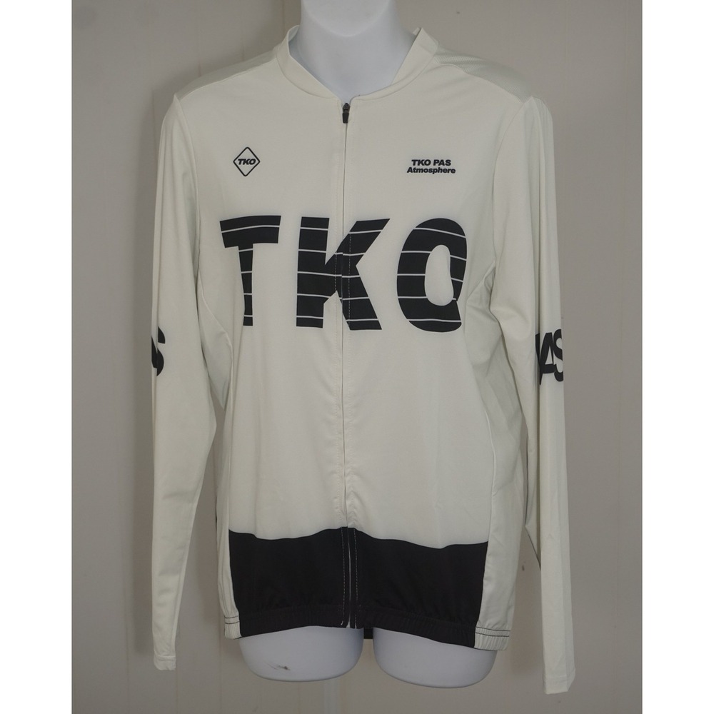 Pas Normal Studios XXL TKO Atmosphere Cycling Jersey White Black Long Sleeve